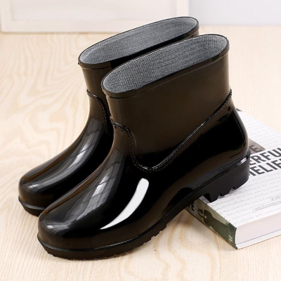 防雨鞋高跟雨鞋女时尚款男款男女女士卡其色厨师平底女款男士工.
