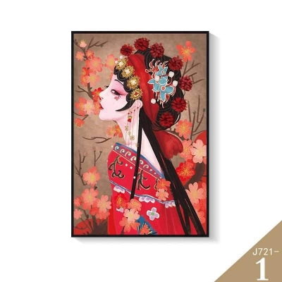 x火锅店人物餐馆京剧戏曲花旦脸谱装饰画饭店挂画川剧有框墙壁画x