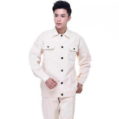 劳动白色4乘4帆布电焊服全棉工作服耐磨防烫劳保服焊工服