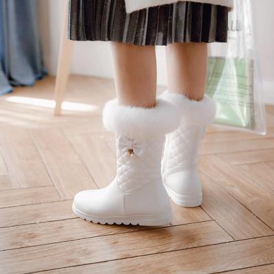 白色女童靴子2019新款保暖加绒童鞋中大童公主女孩雪地靴儿童短靴