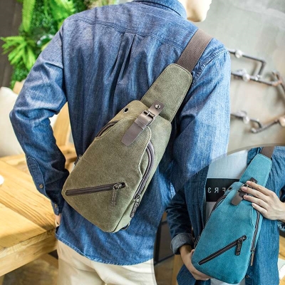 男士背包单肩斜挎包帆布牛仔图片
