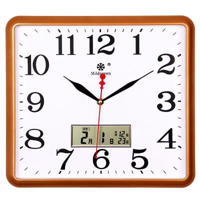 指针式带日历的挂钟挂饰电子卧室中式壁挂数字挂墙钟时间表会议室