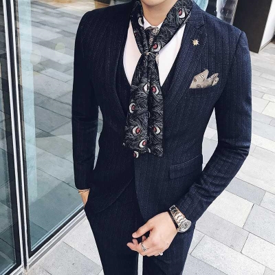 韩版男士领巾潮男丝巾复古西装丝巾衬衫领口巾春秋冬商务围巾薄小
