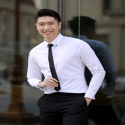 纯色正装法式衬衫男长袖领带免烫袖扣结婚袖钉白色春夏款商务衬衣