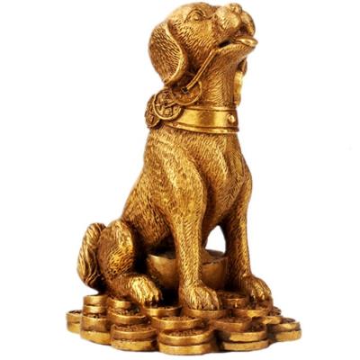 纯铜狗铜金钱发财狗聚宝盆元宝狗补西北角富贵招财守财摆件