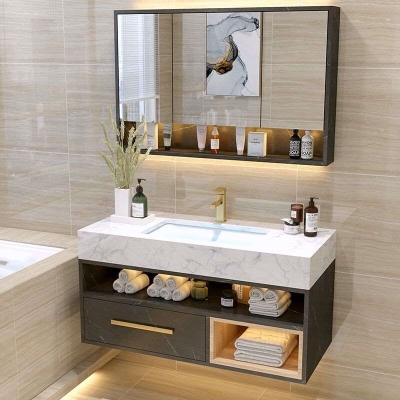 现代洗手间简约美式黑色深盆浴柜镜柜组合小户型简欧洗脸面.柜子