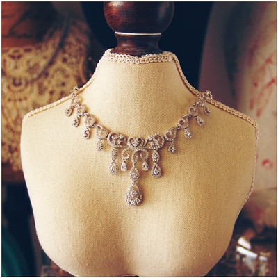 晚礼服配饰欧式套装微镶锆石水晶新娘项链耳环二件套韩式简约