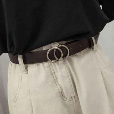 复古韩国chic双环百搭皮带男女双圆圈扣ins风暗扣腰带学生裤带