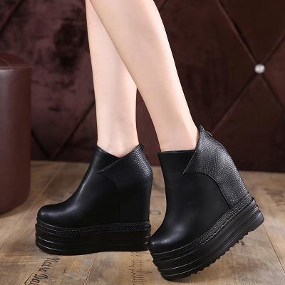 性感_14cm恨天高性感超高跟鞋厚底坡跟15公分黑色防水台夜店13cm短靴