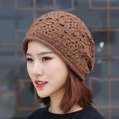 钩织森女毛线帽女士针织钩花帽子女镂空文艺范编织韩版秋冬手工