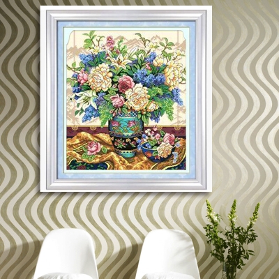 2020新款十字绣印花雍容华贵牡丹花瓶十字绣客厅线绣小幅餐厅油画