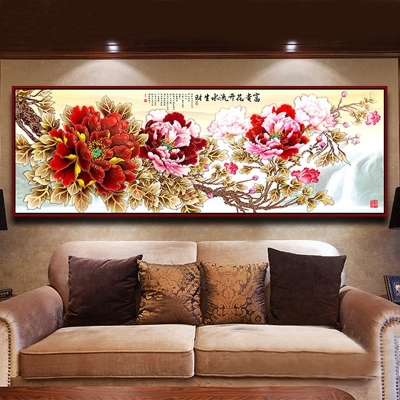 花开富贵客厅装饰画牡丹图沙发背景墙挂画新中式花卉国画有框简约