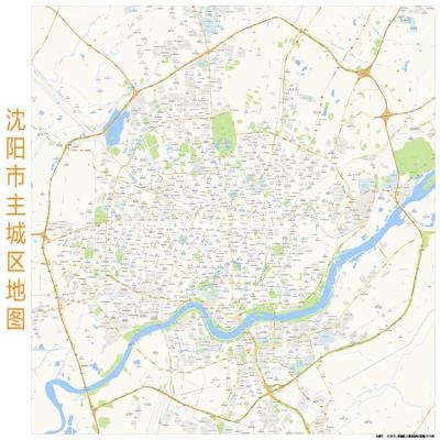 沈阳市主城区(三环)地图2018高清定制 城市街道交通办公室挂图
