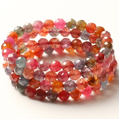天然尖晶石手链女款彩色宝石棱面闪耀原石手串首饰品礼物