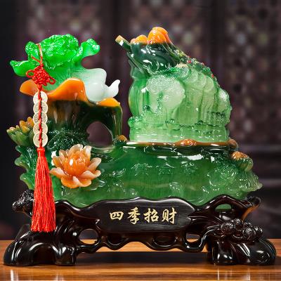 招财聚财金蟾摆件玉白菜家居客厅电视柜金蝉蟾蜍装饰店铺开业礼品