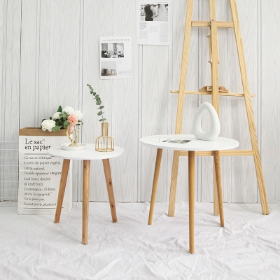 摆拍小道具ins北欧风简约白色圆桌子照摄影客厅沙发装饰原木件