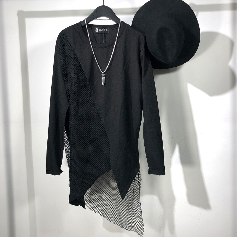 julius 暗黑男装的优惠券大全—秋季新品潮男暗黑系不对称网纱拼接