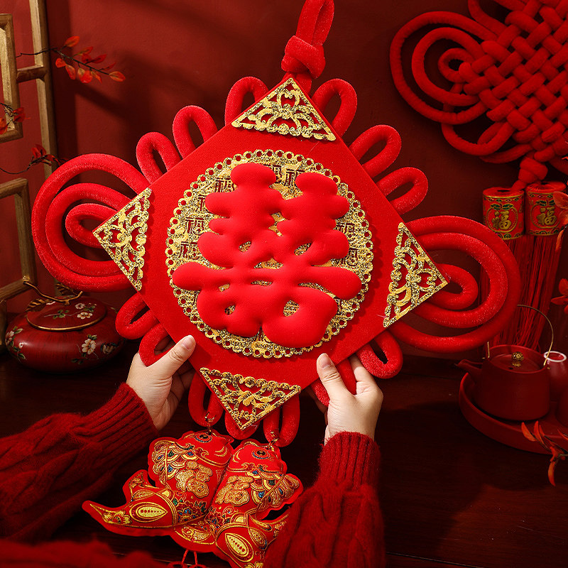 中国结喜字结婚客厅大号背景墙婚庆