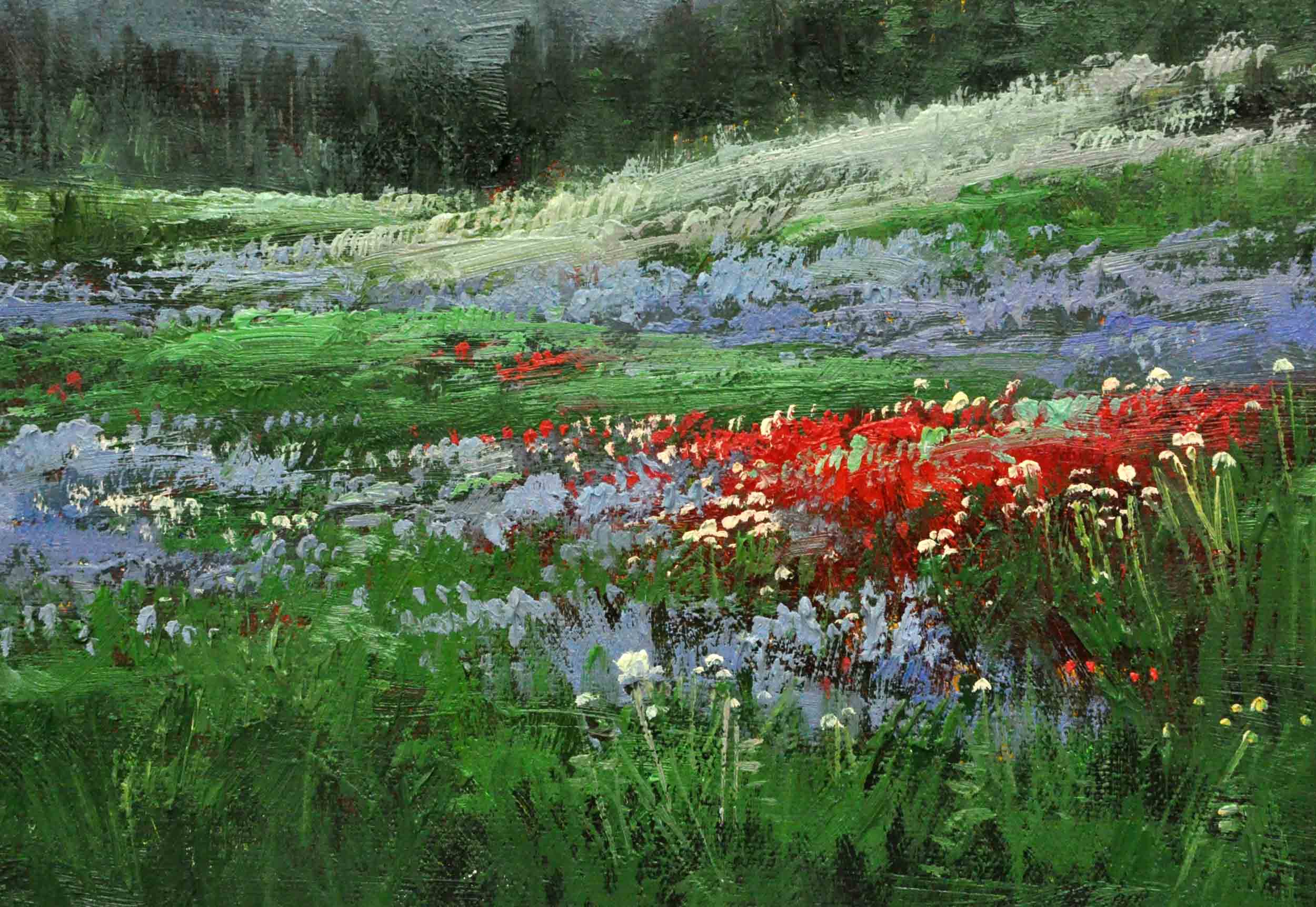 王天明《薰衣草》布面油画