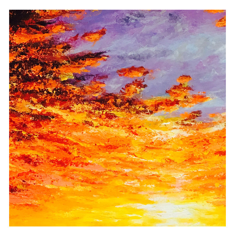 亚萍《万丈光芒染海风》大尺幅 布面油画