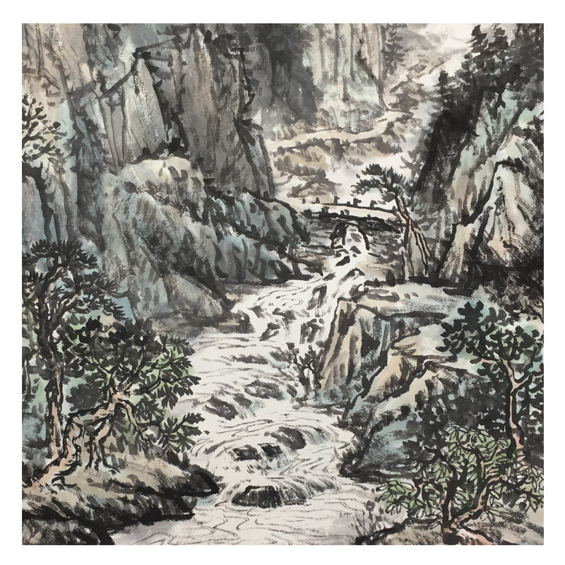 李立《溪水悠悠春自来》中国山水画创作院画家