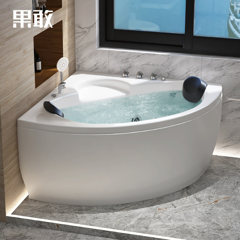 果敢三角扇形双人家用情侣大浴缸浴池1.2-1.5米恒温智能浴缸120