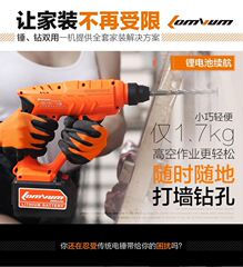 龙韵 21V 轻型充电电锤 锂电电钻 冲击钻 家用多功能电动工具