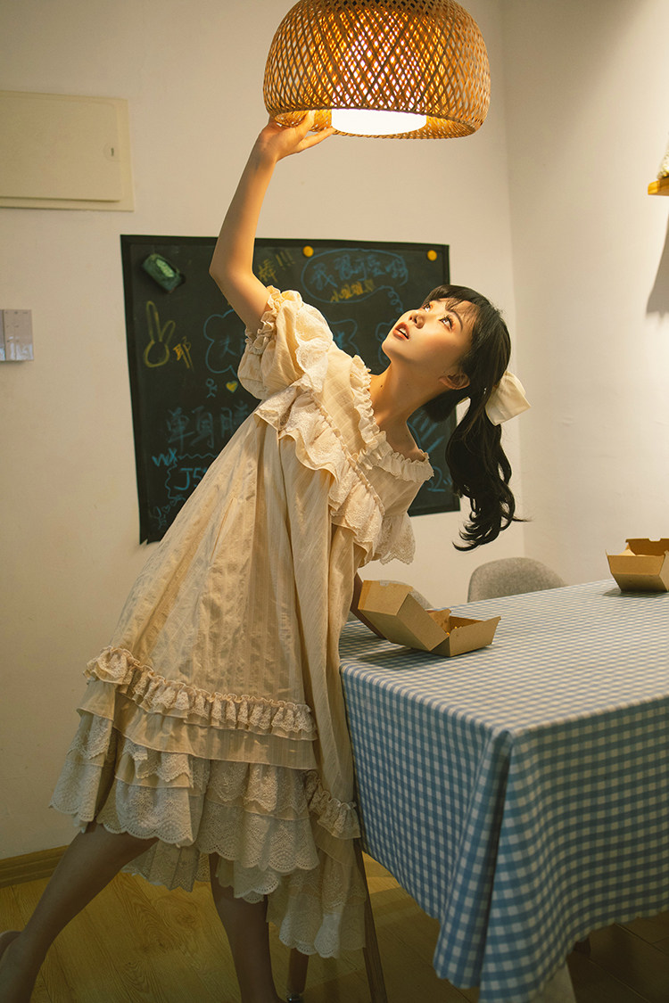 vintage古着日本古着屋白色刺绣连衣裙合辑