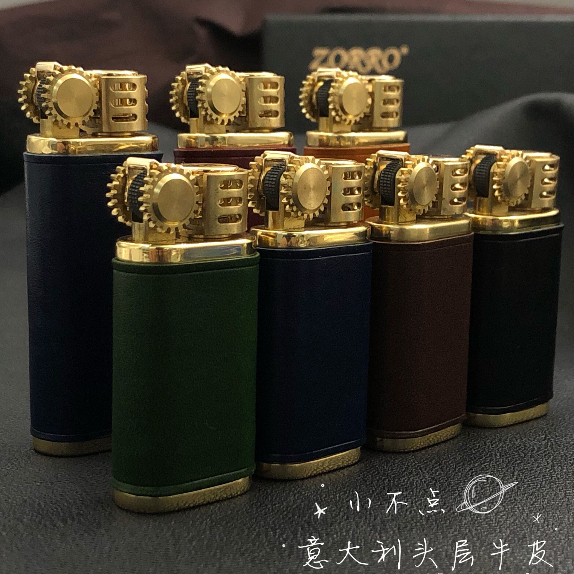 【淘宝优惠券2元】新款复古煤油火机抬臂半自动精致手工牛皮打火机送
