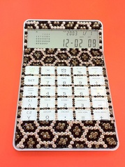 736计算器豹纹万年历镶钻计算器办公用品 创意精品超薄时尚新潮