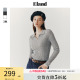 Eland衣恋毛衣秋冬女套头罗纹紧身刺绣LOGO撞色袖口上衣新款