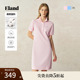 【71%棉】Eland衣恋连衣裙女纯色a字收腰短袖连体裙2025夏季新款