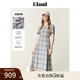 【法国亚麻】Eland衣恋连衣裙女格纹侧口袋裙子2025夏季新款淡人