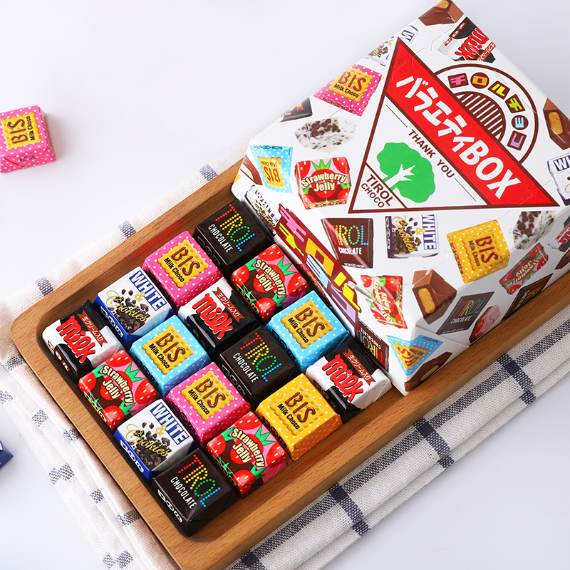 日本进口零食Tirol松尾多彩夹心巧克力方块礼盒喜糖儿童节送礼物