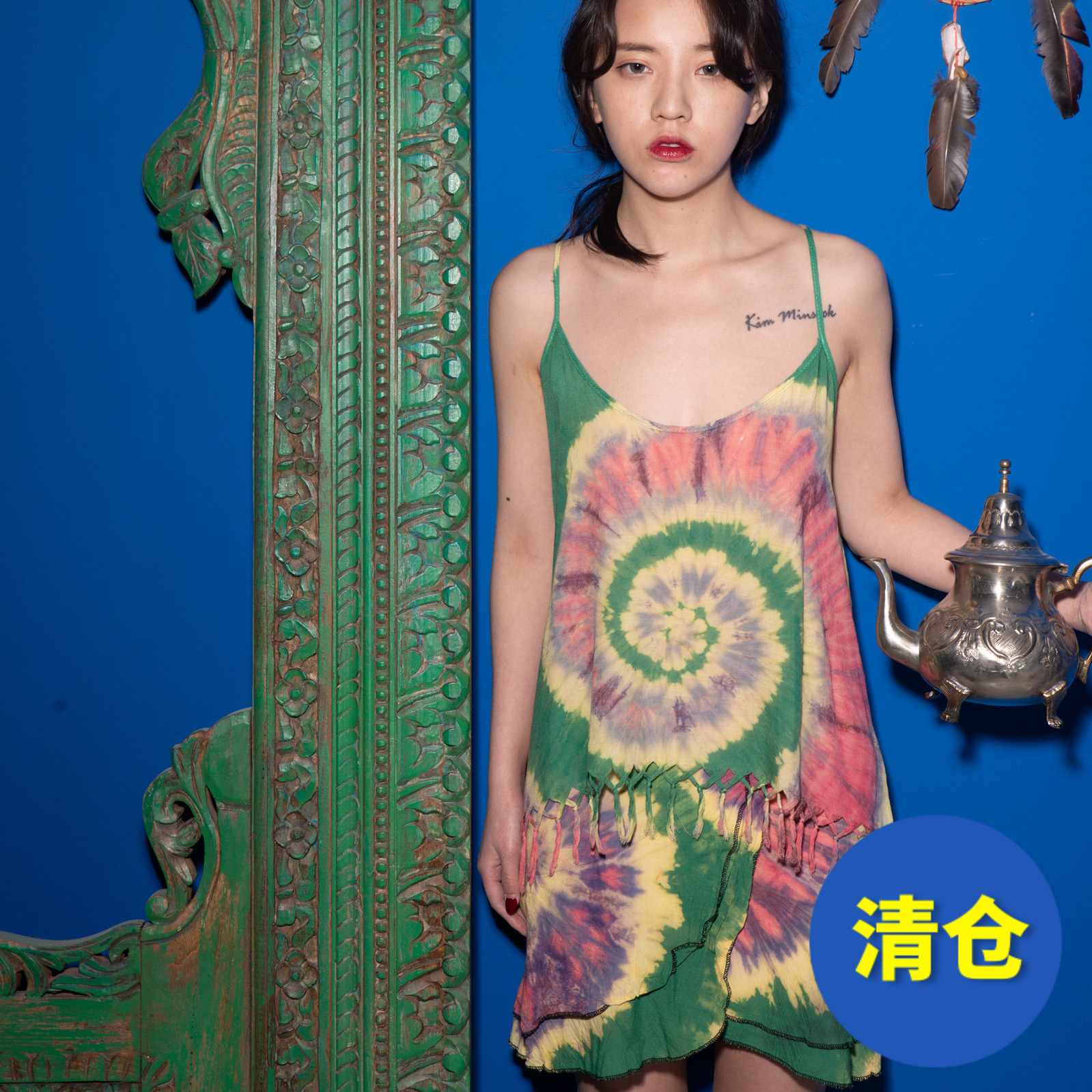 Thailand Tie-dye Thailand tie-dyed manual Botany skirt Short sleeved Bohemiain the Women's clothing/Boutique , Skirts category - from Buy2taobao.com to provide professional Taobao agent buy service