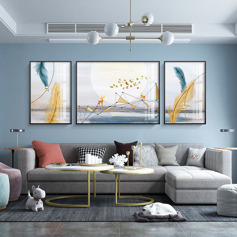 客厅装饰画羽毛优惠券爱比价妈妈