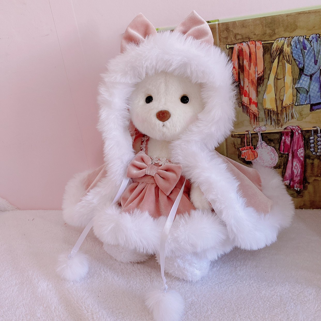 ins莉娜熊手工毛绒泰迪熊换装衣服冬季款娃衣