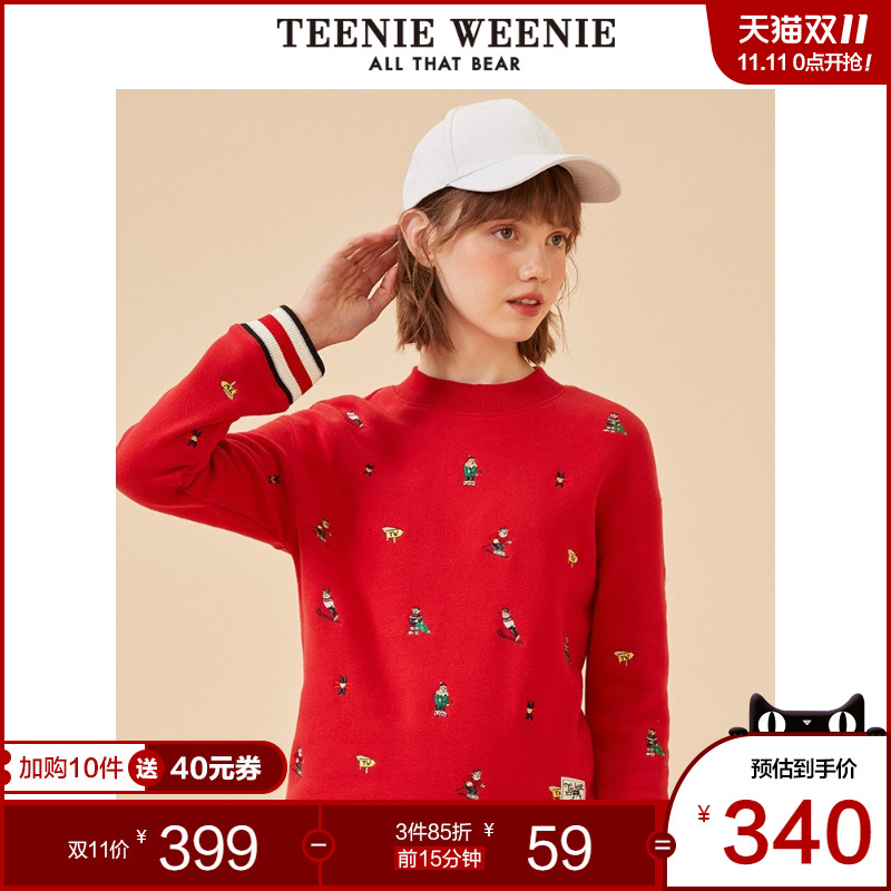 TeenieWeenie小熊2019冬季新款女装卫衣无帽女潮ins韩版宽松上衣