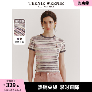 TeenieWeenie小熊女装2024夏新款潮流短款短袖T恤上衣时尚洋气女