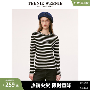 TeenieWeenie小熊基础长袖T恤打底衫条纹CHIC风韩版女