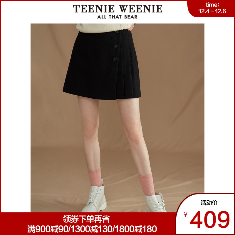 TeenieWeenie小熊2019冬季新款商场同款女装高腰短裤女显瘦裙裤潮