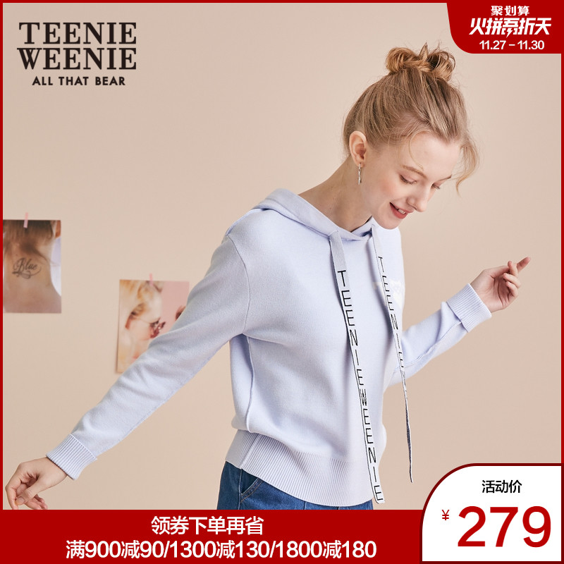 Teenie Weenie小熊2019新款女装连帽毛衣ins时尚休闲上衣
