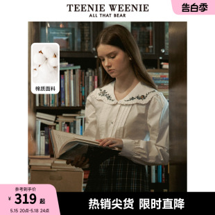 TeenieWeenie小熊春装合身变形小V领娃娃领衬衫长袖女