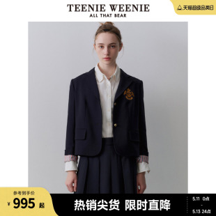 TeenieWeenie小熊2024春季新款气质韩版学院风休闲短款西装外套女