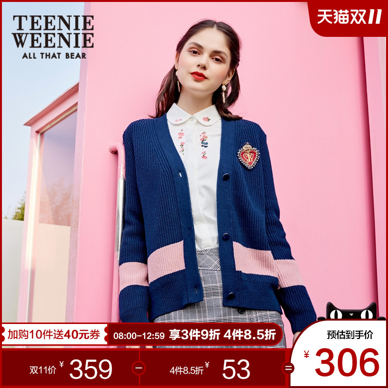 TEENIE WEENIE小熊2019春季新款女装针织衫开衫韩版宽松休闲外套