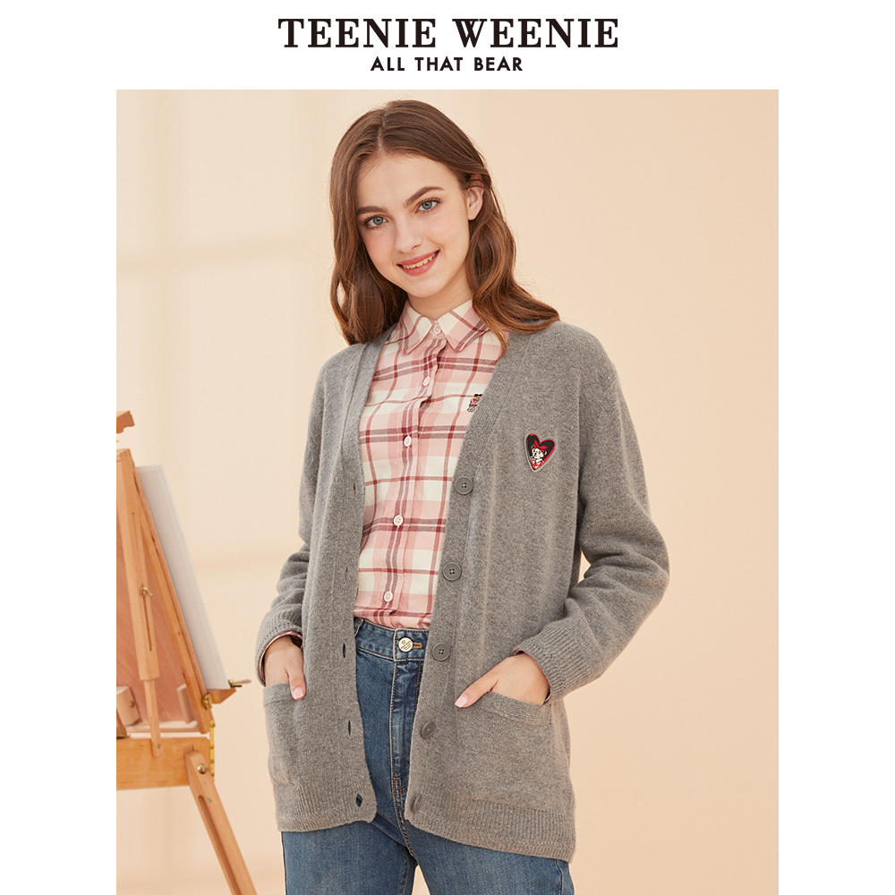 TeenieWeenie小熊2019冬季新款女装卡通毛衣针织衫开衫空调小外套