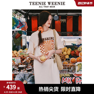 TeenieWeenie小熊2024年夏季新款短袖T恤连衣裙宽松韩版休闲时尚