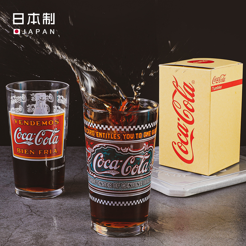 日本进口石塚硝子可口可乐复古玻璃杯果汁饮料水杯可乐杯cocacola