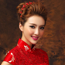 New bridal red headdress Rhinestone bow toast dress accessories Headband Headdress flower show headdress Phoenix crown