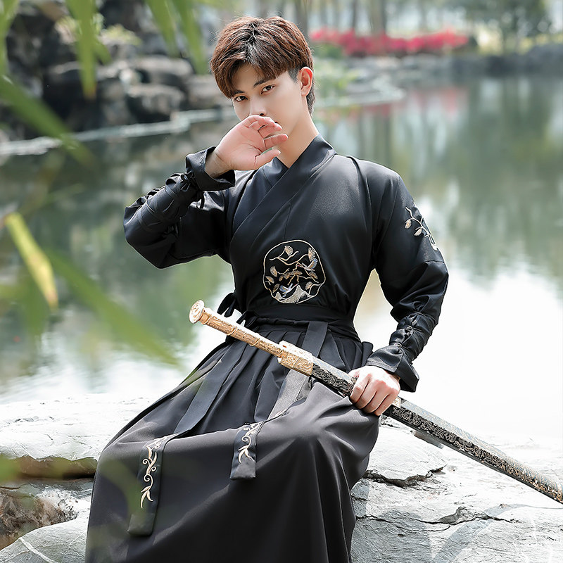 魏晋汉服男古风武侠剑客男士大码学生班服套装中国风公子古装衣服